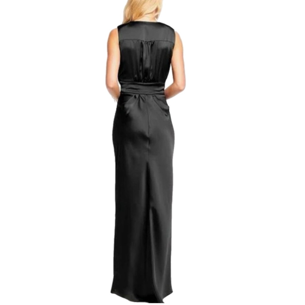 NWT $625 MSRP Ramy Brook “Quinn” Solid Black Silk-Blend Gown with Deep Plunge 12 - Picture 4 of 8